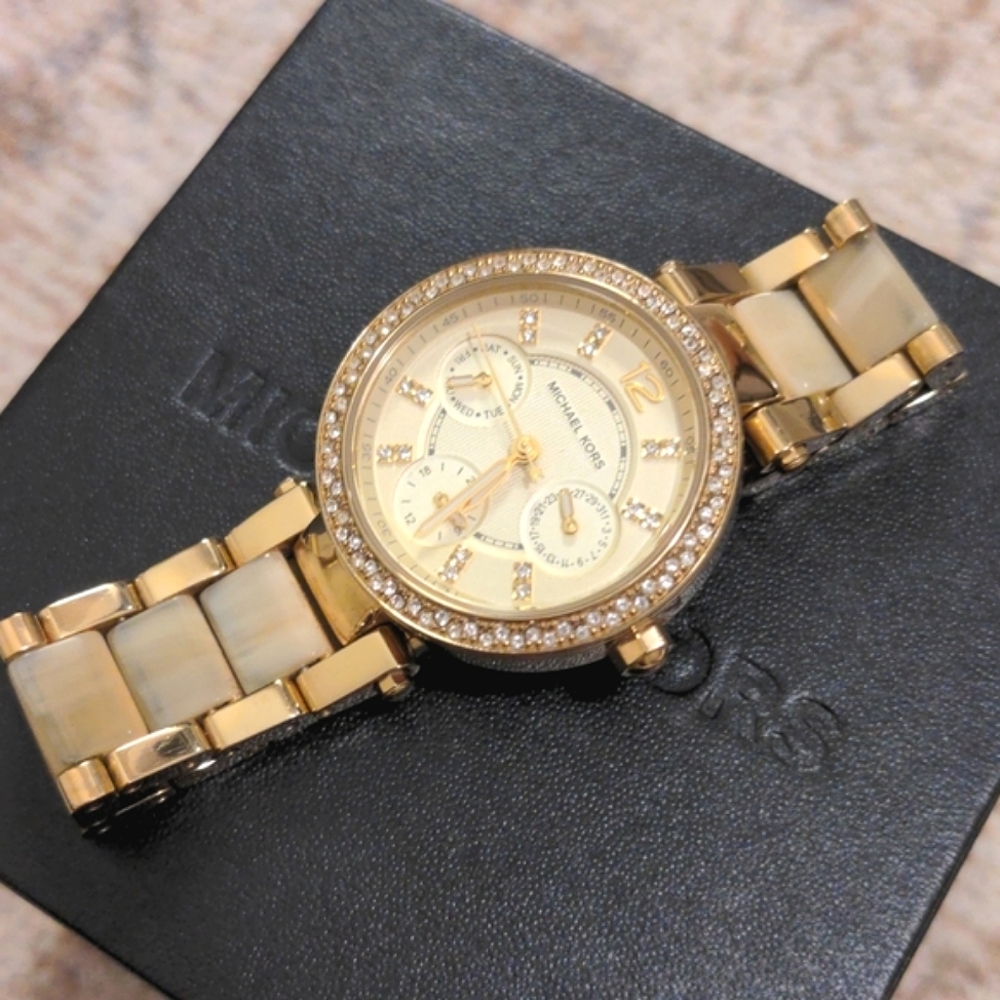 Michael Kors gold and crystal watch